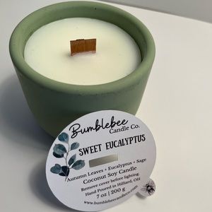 Handmade concrete container and candle